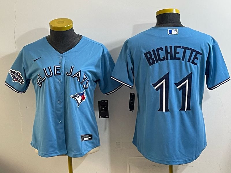 Women 2025 Nike Toronto Blue Jays #11 Bichette Light Blue Game MLB Jersey 04->women mlb jersey->Women Jersey